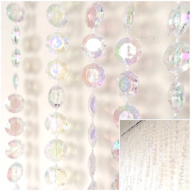 CURTAIN, Beaded Iridescent Crystal 90cm x 3.6m 